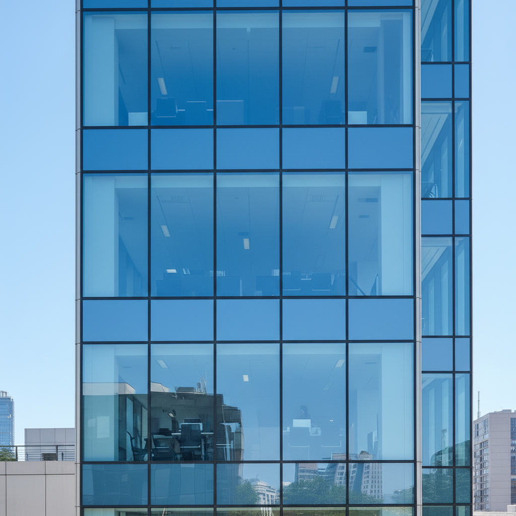 Gebäude mit grosszügiger Glasfront, gesichert durch Einbruchschutzfolie